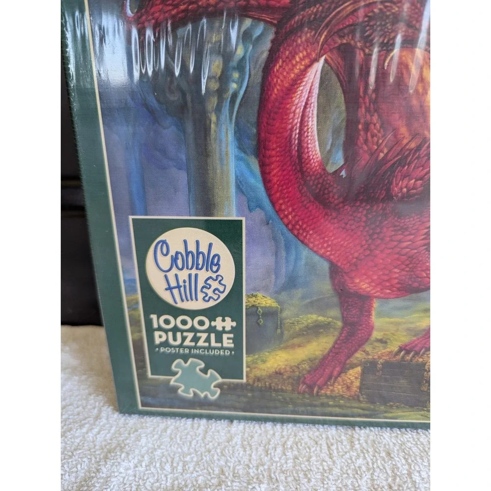 Cobble Hill 1000 Piece Puzzle Red Dragon's Treasure Gold with Poster NEW SEALED